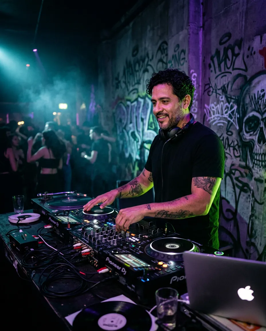 Elvin Traverso DJing in a club